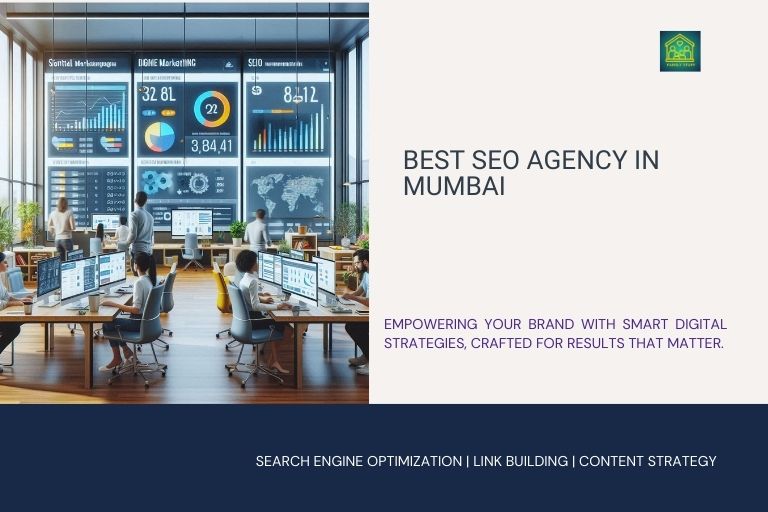 Digital marketing team working on SEO strategies with analytics dashboards in a modern office – Best SEO Agency in Mumbai.