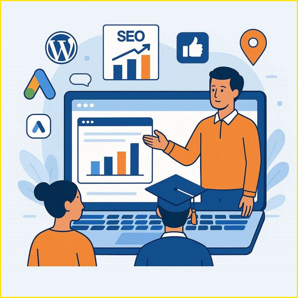 image of ROI-based advanced digital marketing course in Erode online, showing website creation, SEO, Google Ads, social media marketing, and local business growth training by Familystuff