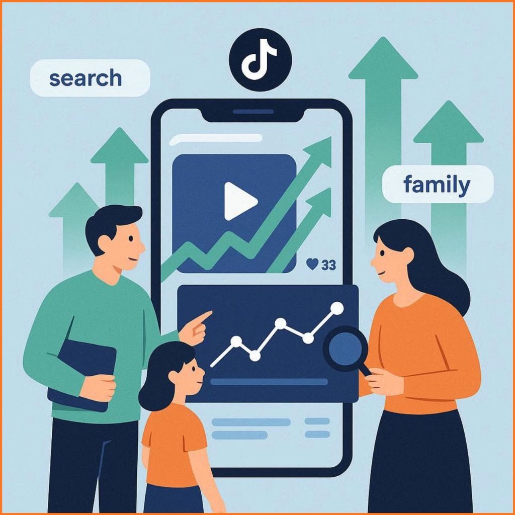 image of TikTok keyword strategy showing viral video growth, trending search terms, and digital marketing concepts for content creators.