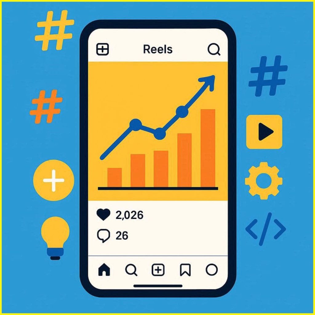 image showing Instagram Reels growth with viral hashtags, trending hashtags India 2026, and content creator engagement strategy
