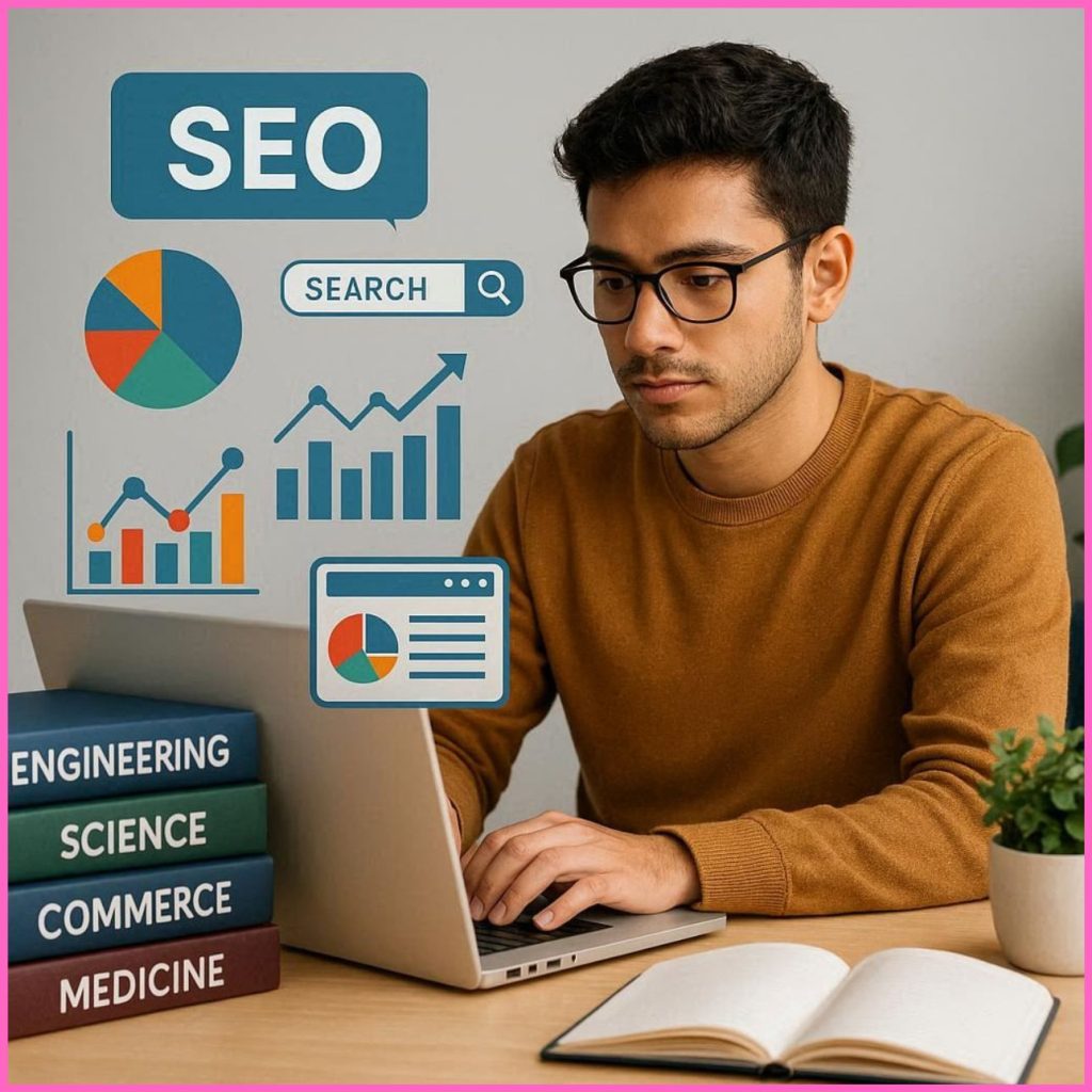Student learning SEO and digital marketing for career growth