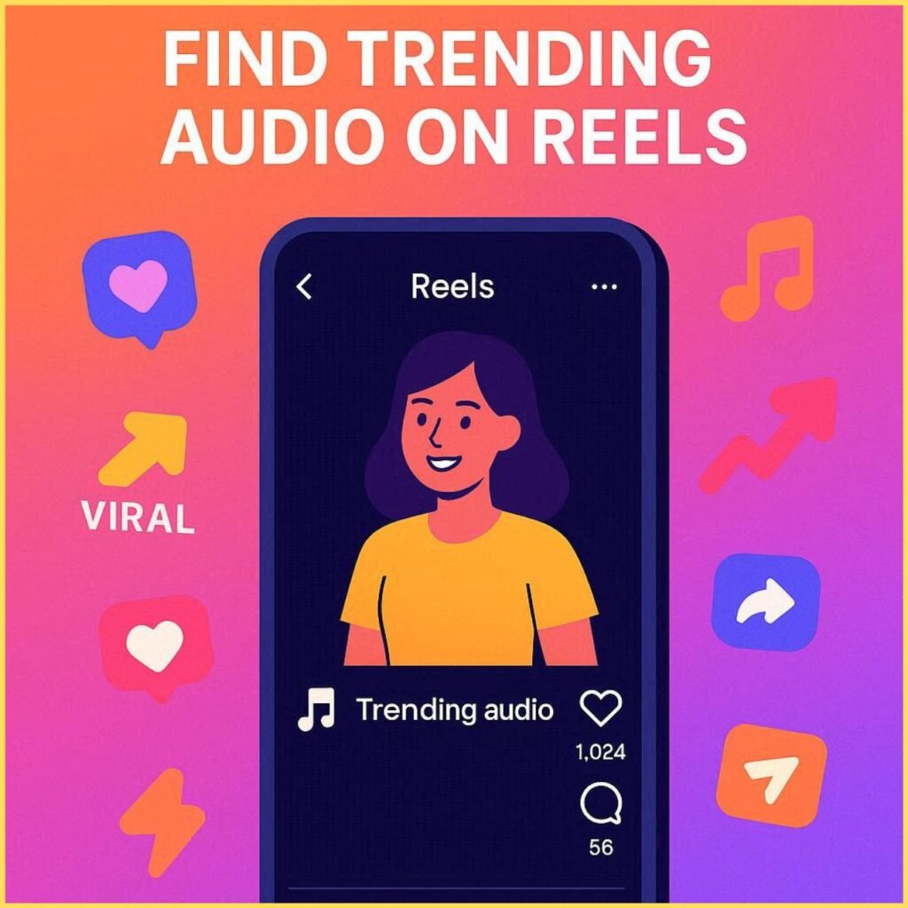A visual guide showing how to discover trending audio on Instagram Reels using step-by-step methods and content strategy tips.